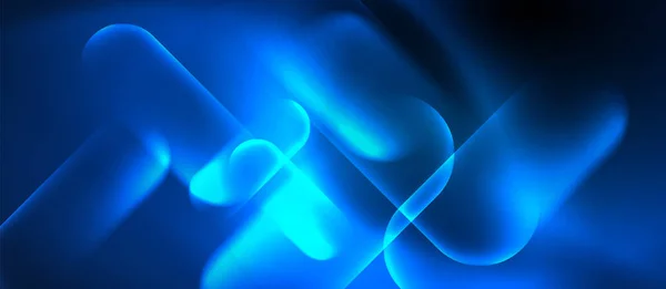 Blauwe neon ronde vormen techno achtergrond — Stockvector