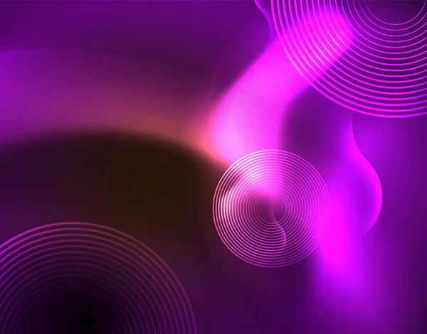 Templat gelombang geometris neon bersinar - Stok Vektor