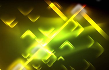 Siyah Neon parlak ışık hatları, techno modern şablon