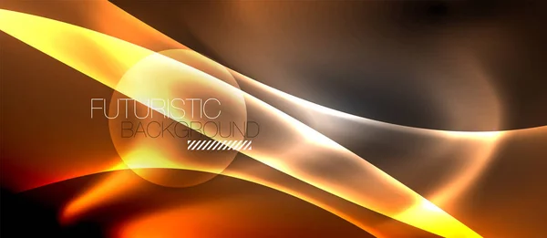 Glossy glowing neon light wave background — Stock Vector