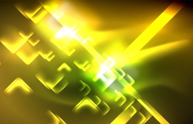 Siyah Neon parlak ışık hatları, techno modern şablon