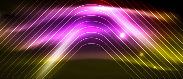 Neon kwadrat kształty linie na świecące światło tło — Wektor stockowy