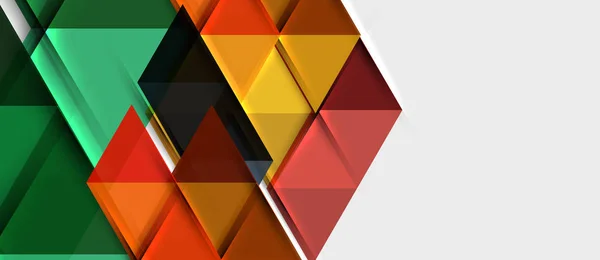 Fond géométrique abstrait. Triangles modernes se chevauchant. Formes de couleur inhabituelles pour votre message. Présentation d'entreprise ou technique, modèle de couverture d'application — Image vectorielle