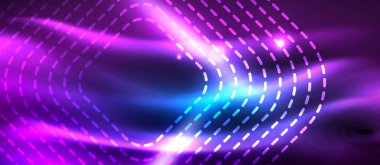 Neon parlayan techno hatları, yüksek teknoloji fütüristik arka plan şablonu kare şekilleri ile