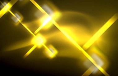 Siyah Neon parlak ışık hatları, techno modern şablon