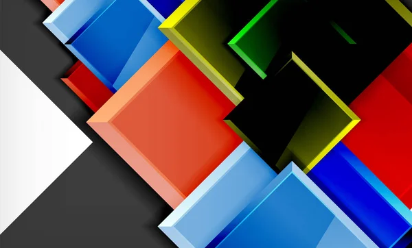 Lumineux coloré forme carrée blocs fond géométrique — Image vectorielle