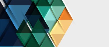 Soyut geometrik arkaplan. Modern çakışan üçgenler. Mesajınız için alışılmadık renk şekilleri. İş ya da teknik sunum, uygulama kapağı şablonu