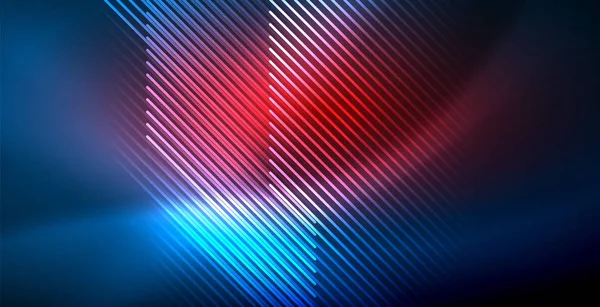 Neón brillantes líneas techno, azul de alta tecnología futurista plantilla de fondo abstracto con luces — Archivo Imágenes Vectoriales