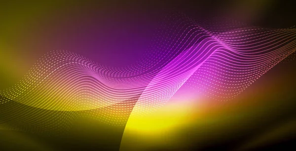 Glowing abstract wave on dark, shiny motion, magic space light. Techno abstract background — Stock Vector