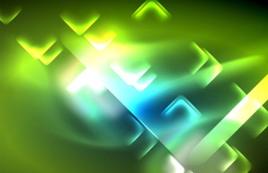 Neon parlayan techno hatları, yüksek teknoloji fütüristik arka plan şablonu kare şekilleri ile