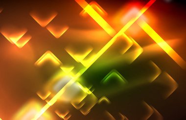 Siyah Neon parlak ışık hatları, techno modern şablon