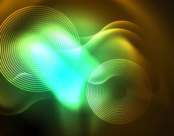 Zářivá neonová šablona geometrických vln — Stockový vektor