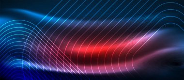 Neon parlayan techno hatları, yüksek teknoloji fütüristik arka plan şablonu kare şekilleri ile
