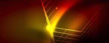 Neon parlayan techno hatları, Hi-Tech futuristik soyut arka plan şablonu, vektör