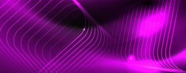 Parlak neon techno şablonu. Neon hatları arka plan, 80s tarzı lazer ışınları