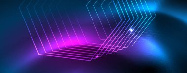 Neon parlayan techno hatları, Hi-Tech futuristik soyut arka plan şablonu, vektör