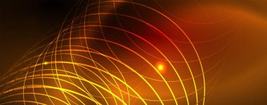 Neon parlayan techno hatları, Hi-Tech futuristik soyut arka plan şablonu, vektör