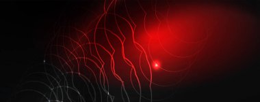 Parlak neon techno şablonu. Neon hatları arka plan, 80s tarzı lazer ışınları