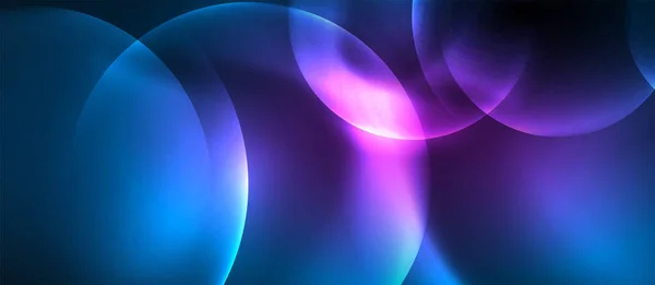 Blaue Neon-Blasen und Kreise abstrakter Hintergrund, futuristisches magisches Techno-Design — Stockvektor