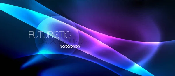 Neón líneas brillantes, concepto de luz espacio de energía mágica, fondo abstracto fondo de pantalla de diseño — Vector de stock