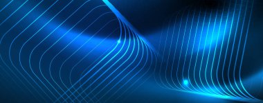 Neon parlayan techno hatları, Hi-Tech futuristik soyut arka plan şablonu, vektör