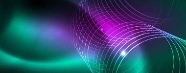 Parlak parlayan tasarım arka plan, Neon tarzı hatları, teknoloji kavramı, vektör