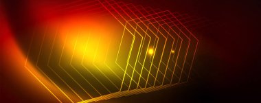 Neon parlayan techno hatları, Hi-Tech futuristik soyut arka plan şablonu, vektör