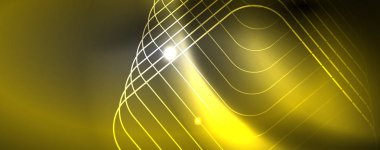 Parlak neon techno şablonu. Neon hatları arka plan, 80s tarzı lazer ışınları