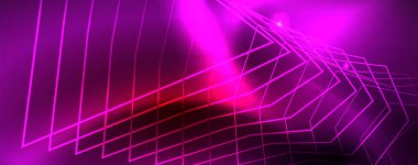 Neon parlayan techno hatları, Hi-Tech futuristik soyut arka plan şablonu, vektör