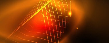 Neon parlayan techno hatları, Hi-Tech futuristik soyut arka plan şablonu, vektör