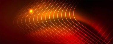 Neon parlayan techno hatları, Hi-Tech futuristik soyut arka plan şablonu, vektör