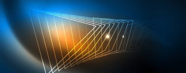 Neon parlayan techno hatları, Hi-Tech futuristik soyut arka plan şablonu, vektör
