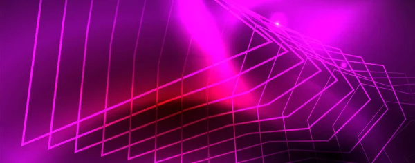 Neon gloeiende techno lijnen, Hi-Tech futuristische abstracte achtergrond sjabloon, Vector — Stockvector