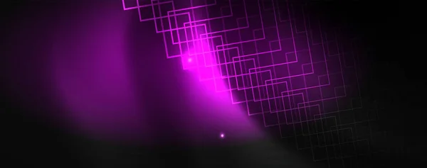 Błyszczący szablon Neon techno. Tło linii neonowych, promienie laserowe w stylu 80s — Wektor stockowy