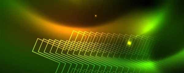 Techno brillante fondo, plantilla oscura futurista con efectos de luz de neón y formas simples, vector — Archivo Imágenes Vectoriales