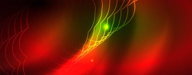 Techno parlayan arka plan, Neon ışık efektleri ve basit formları ile futuristik karanlık şablon, vektör