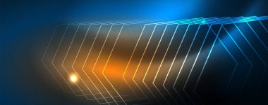 Neon parlayan techno hatları, Hi-Tech futuristik soyut arka plan şablonu, vektör