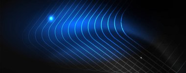 Parlak neon techno şablonu. Neon hatları arka plan, 80s tarzı lazer ışınları