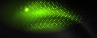 Parlak neon techno şablonu. Neon hatları arka plan, 80s tarzı lazer ışınları