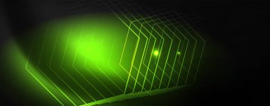 Parlak neon techno şablonu. Neon hatları arka plan, 80s tarzı lazer ışınları