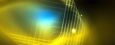 Neon parlayan techno hatları, Hi-Tech futuristik soyut arka plan şablonu, vektör