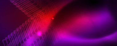 Parlak parlayan tasarım arka plan, Neon tarzı hatları, teknoloji kavramı, vektör