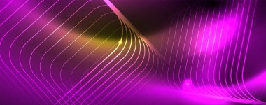 Techno parlayan arka plan, Neon ışık efektleri ve basit formları ile futuristik karanlık şablon, vektör