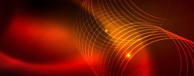 Neon parlayan techno hatları, Hi-Tech futuristik soyut arka plan şablonu, vektör