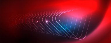 Neon parlayan techno hatları, Hi-Tech futuristik soyut arka plan şablonu, vektör