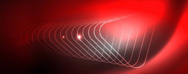 Parlak neon techno şablonu. Neon hatları arka plan, 80s tarzı lazer ışınları