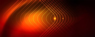 Neon parlayan techno hatları, Hi-Tech futuristik soyut arka plan şablonu, vektör