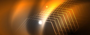 Parlak neon techno şablonu. Neon hatları arka plan, 80s tarzı lazer ışınları