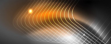 Parlak neon techno şablonu. Neon hatları arka plan, 80s tarzı lazer ışınları