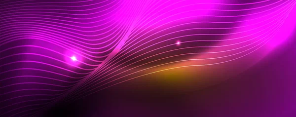 Блискучі неонові лінії техно магічний футуристичний фон, магічний енергетичний простір концепція світла, абстрактний дизайн шпалер — стоковий вектор